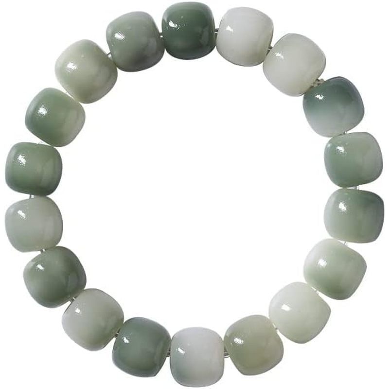 xiexuelian Lucky bracelet Beaded bracelet Buddha beads bracelet天然风化绿菩提根文艺男渐变白玉菩提子盘玩多款可选挑选绕指柔手链女(白色素款