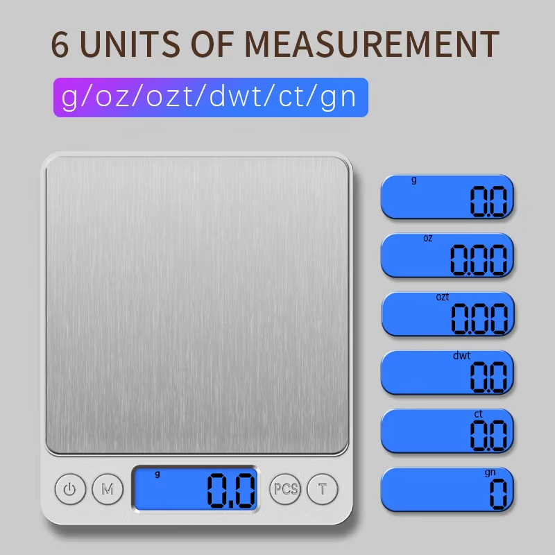 เครื่องชั่งดิจิตอล แสตนเลสแท้ 3 กก. LCD สำหรับครัว ตาชั่งดิจิตอล เครื่องชั่งอาหาร