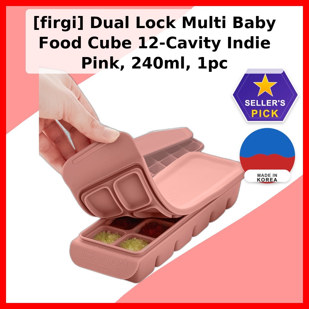 [firgi] Dual Lock Multi Baby Food Cube 12-Cavity Indie Pink, 240ml, 1 ชิ้น / Korean Baby Food Cube b