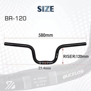 BUCKLOS Handlebar Swallow ขนาด 25.4 มม. x 580 มม., บาร์ทรง U จากอลูมิเนียม สำหรับจักรยานพับได้