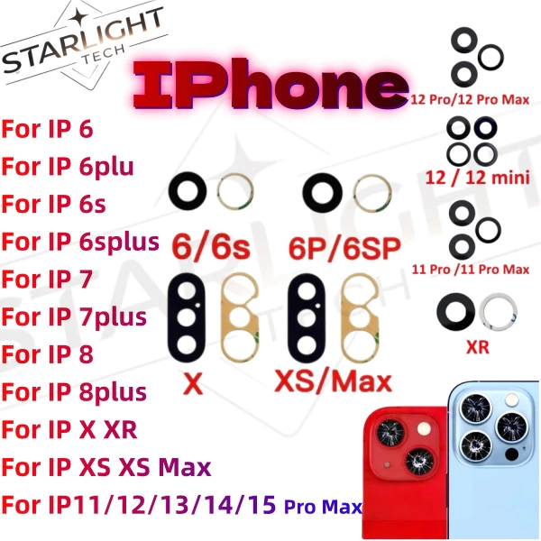 เลนกล้อง ใช้สำหรับ i6 6S Plus 7 Plus 8 Plus X XR XS XS Max 11 12 13 14 15 pro max กระจกกล้อง