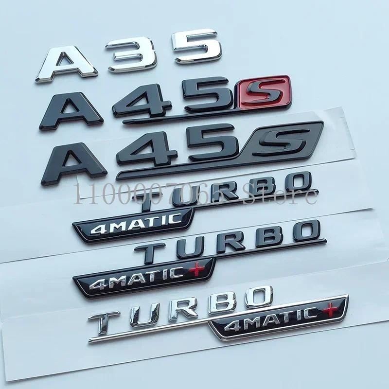 2017 Chrome สีดํา FlatLetters A35 A45 A45S Turbo 4matic 4matic + ABS สัญลักษณ์รถ W176 W177 Fender Tr