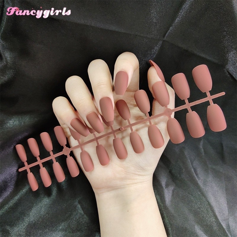 24 ชิ้นเล็บปลอม Ballerina เล็บปลอมเล็บอะคริลิคเล็บปลอม DIY French Nail Art (ไม่มีกาว)