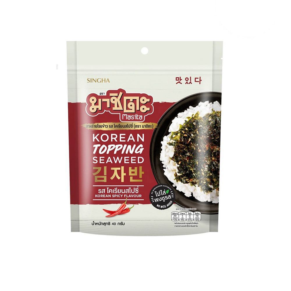 [สินค้าส่งด่วน] มาชิตะสาหร่ายโรยข้าวรสโคเรียนสไปซี่ 40 กรัม MASITA TOPPING SEAWEED KOREAN SPICY 40 G.
