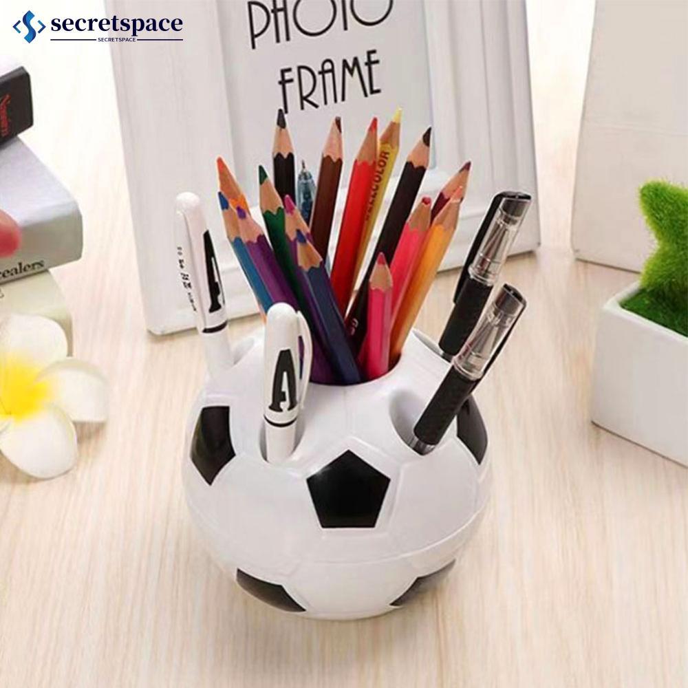 SECRETSPACE Creative Football Shaped Pen Holder Multifunctional Round Plastic Storage Box Desktop De