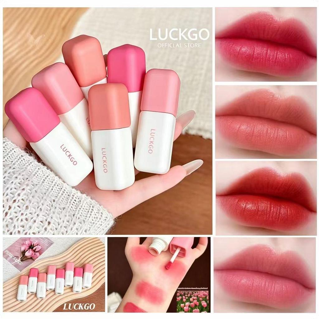 ลิปสติก LUCKGO เนื้อลิควิด ให้ลุคแมตต์และเรียบเนียน  ติดทนนาน 24 ชั่วโมง มีให้เลือก 9 เฉดสี เครื่องสำอางสำหรับผู้หญิง