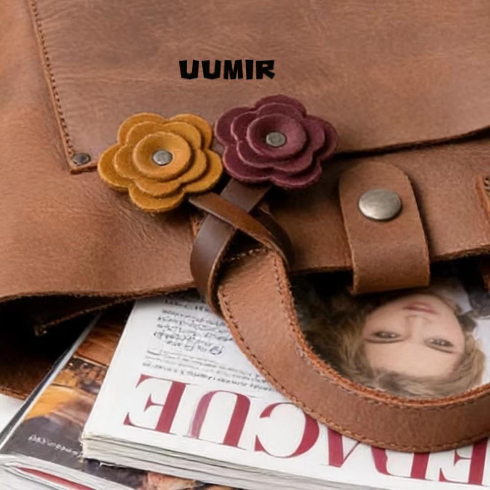 UUMIR เครื่องประดับกระเป๋าดอกไม้, PU หนังสีทึบกระเป๋า Charm, Vintage Handmade Rose แขวนตกแต่งจี้สําหรับ Tote กระเป๋าสะพายข้าง
