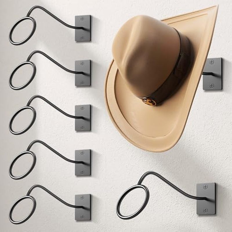 Cinati Cowboy Hat Rack for Wall, 4 Pack Cowboy Hat Holder Wall Mount, Western Rustic Metal Cowboy Ha