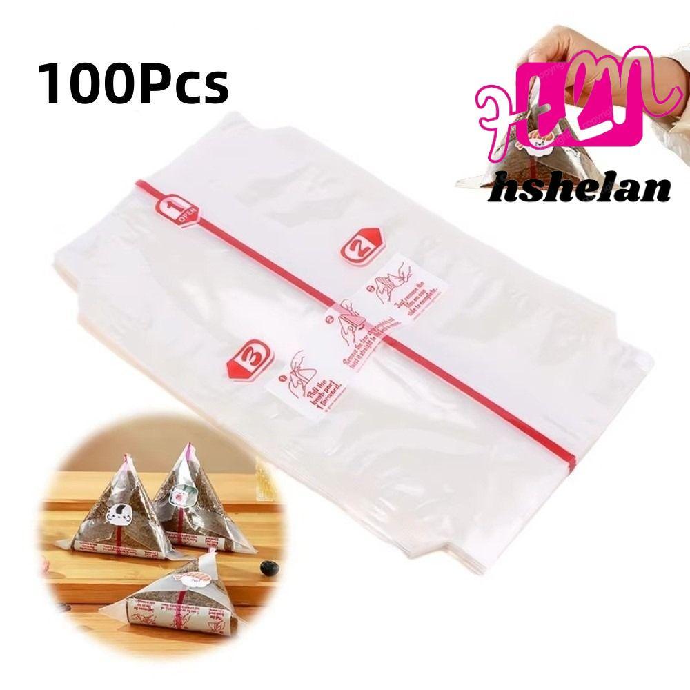 HHSHELAN 100 ชิ้นสามเหลี่ยมข้าวปั้น, Nori Seaweed Onigiri Nori Sushi Bag Onigiri, ถุงพลาสติกห่อแบบใช