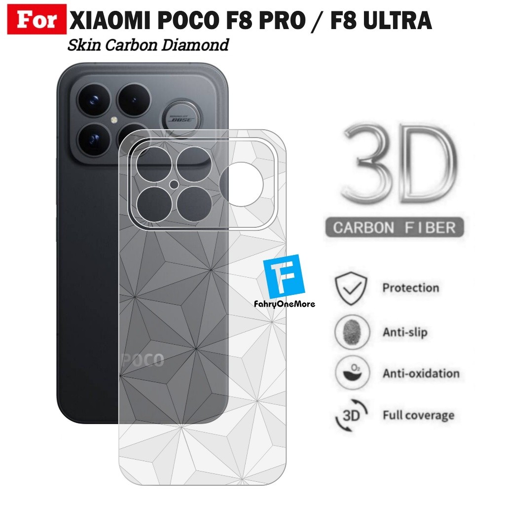 HP Garskin Poco F8 Pro F8 Ultra Skin คาร์บอนไฟเบอร์ Anti-Fungus Diamond Motif Back Protector สําหรับ