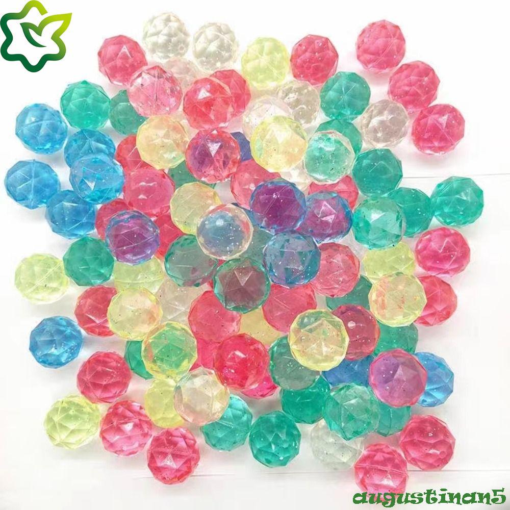 AUGUSTINAN 6 ชิ้นยาง Bouncy Ball, ขนาดใหญ่สายรุ้งสีเพชร Bouncy Ball, เพชรรูปร่าง Ball สุ่ม Bouncy ขอ