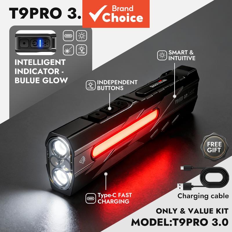 ไฟฉาย LED ชาร์จได้ WARSUN T9PRO 1300 ลูเมน คลิปแม่เหล็ก อเนกประสงค์ พกพาสะดวก