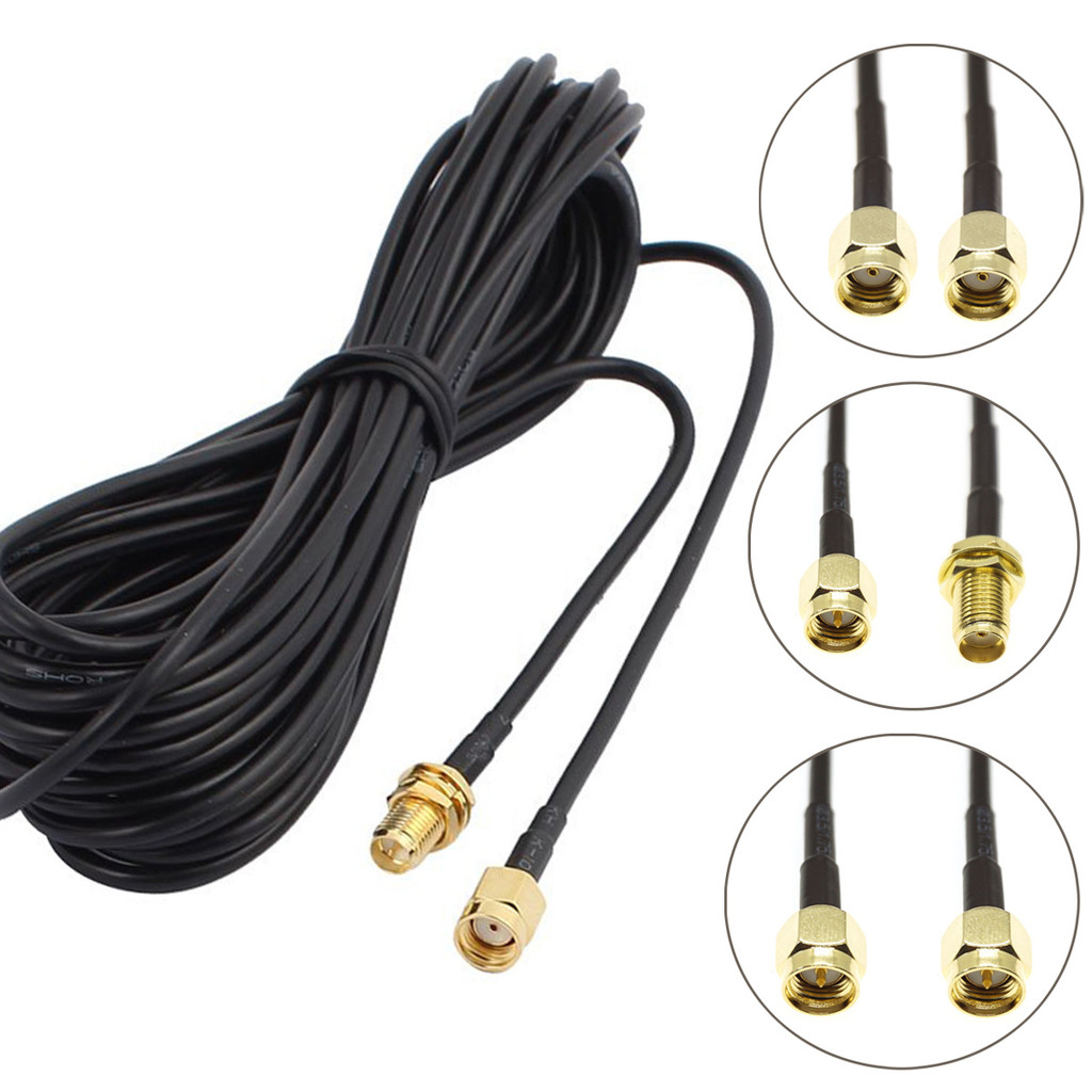5 เมตร RG174 สาย SMA ชาย SMA ชายหญิง RPSMA Bulkhead Connector สายไฟ RF Coaxial Coax จัมเปอร์ RG316 Pigtail