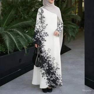 2026 อี๊ด อัล-ฟิตร์ เสื้อผ้า เสื้อคลุมและเดรส Algerian kaftan สไตล์ลําลอง สําหรับผู้หญิงมุสลิม เนื้อใส่สบาย สีสันสดใสที่ไม่ซีดจาง เหมาะสําหรับใส่พิเ