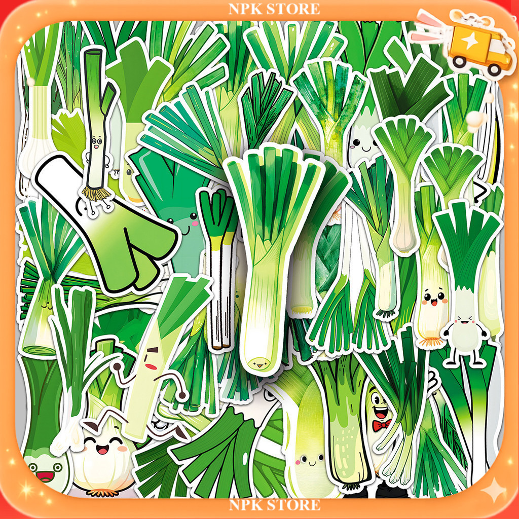 🔥🇹🇭พร้อมส่ง🇹🇭🔥 50แบบ Sticker ต้นหอม การ์ตูน spring green onion scallion Vegetable Food Plant Cartoon