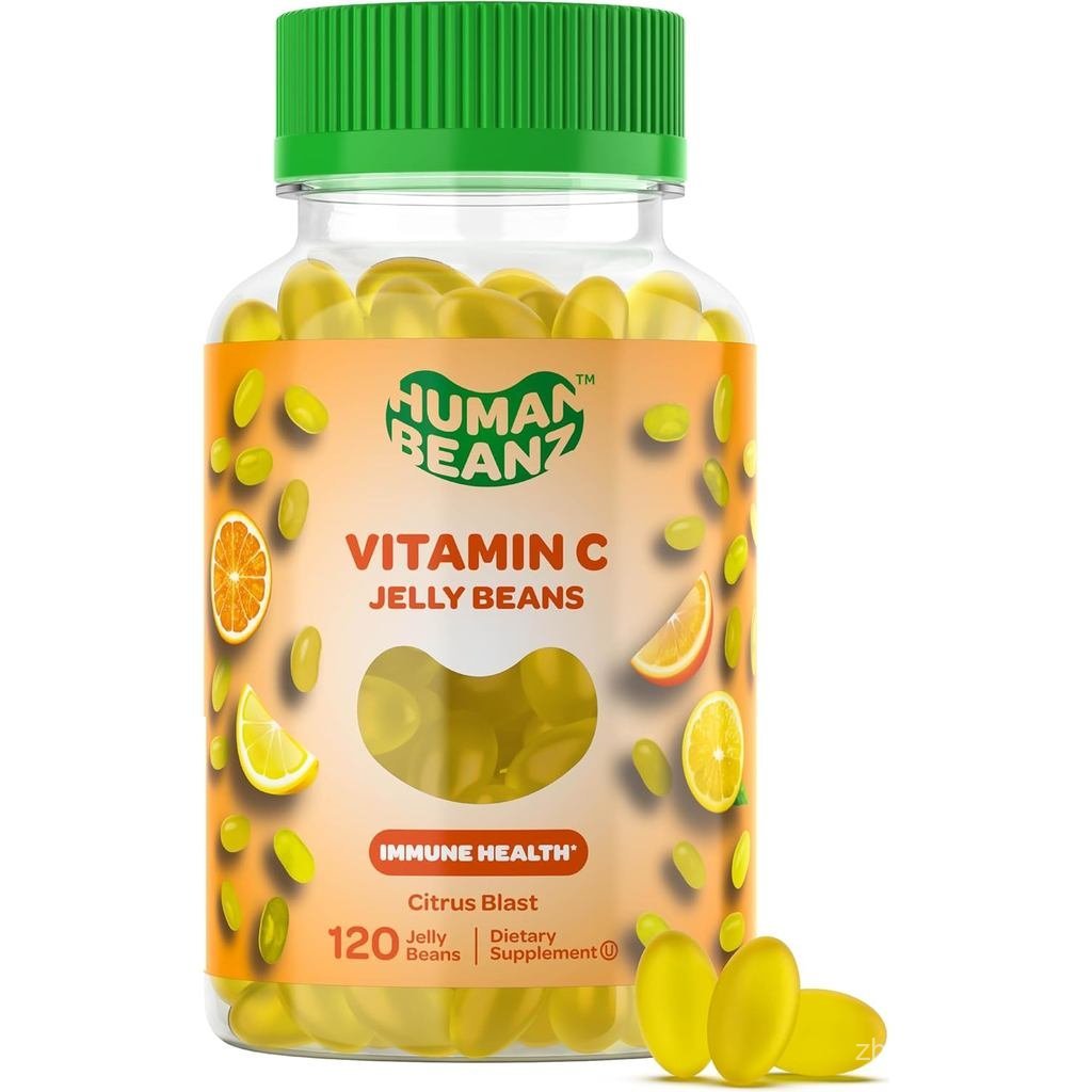 Human Beanz วิตามินซี Jelly Bean Gummies สําหรับผู้ใหญ่, อาหารเสริมเสริมภูมิคุ้มกัน, มังสวิรัติ, ถั่