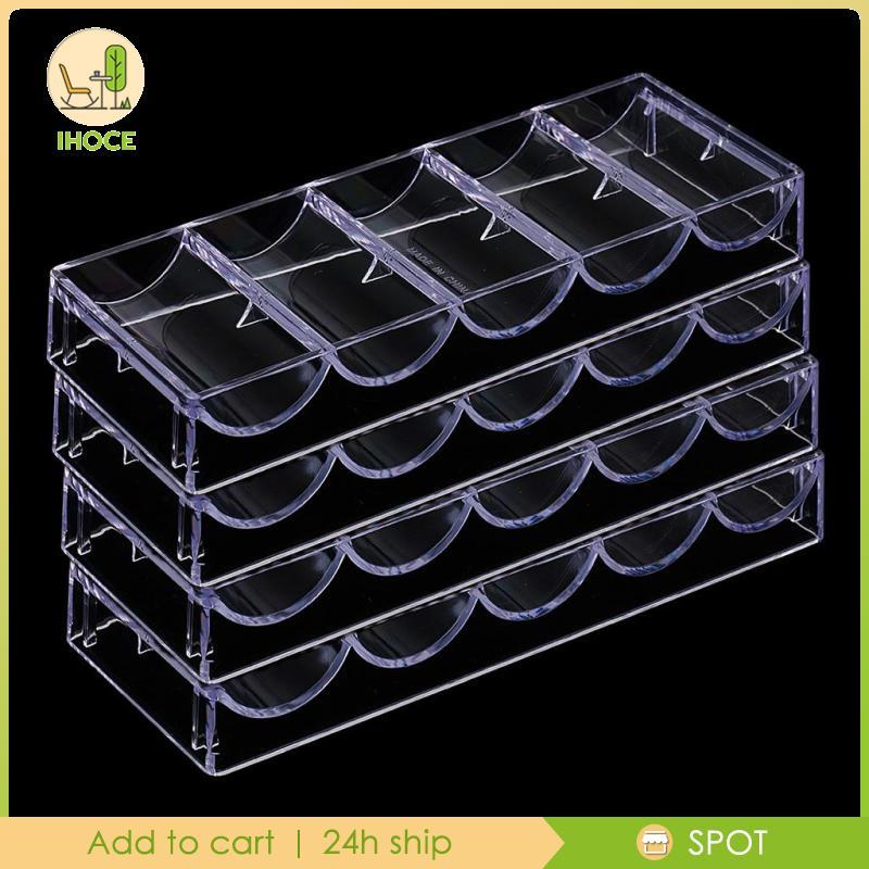 [Ihoce] Professional Casino Poker Chip Tray Acrylic Stackable Chips Container Storage Organizer for 