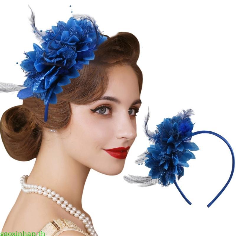 Gaoxinhap Sparkling Feathered Hairhoop เครื่องประดับผมสําหรับ Carnivals Celebration Soft Elastic Band Bright Color Hairband f