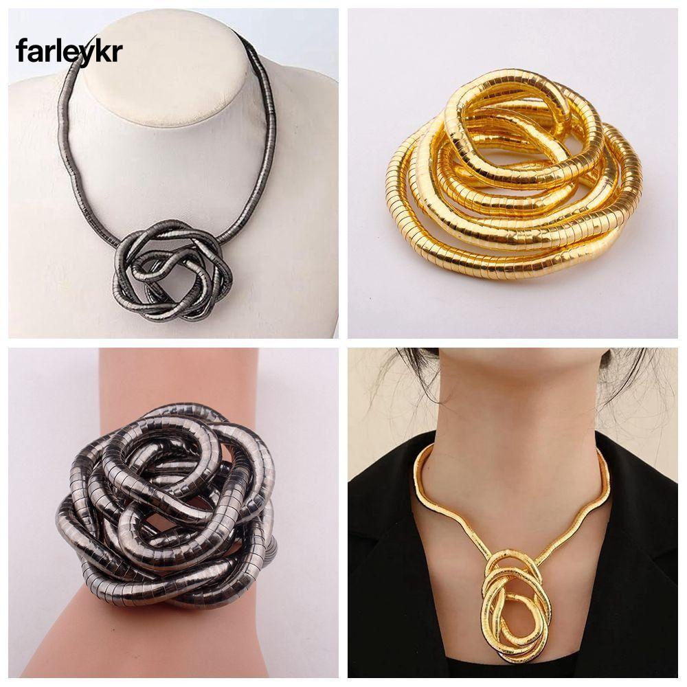 Frl เค้นคอ ยืดหยุ่น,สีทองสีเงินสร้อยคองูงอได้,โลหะผสมบิดได้พังก์สร้อยข้อมืออุปกรณ์เครื่องประดับ