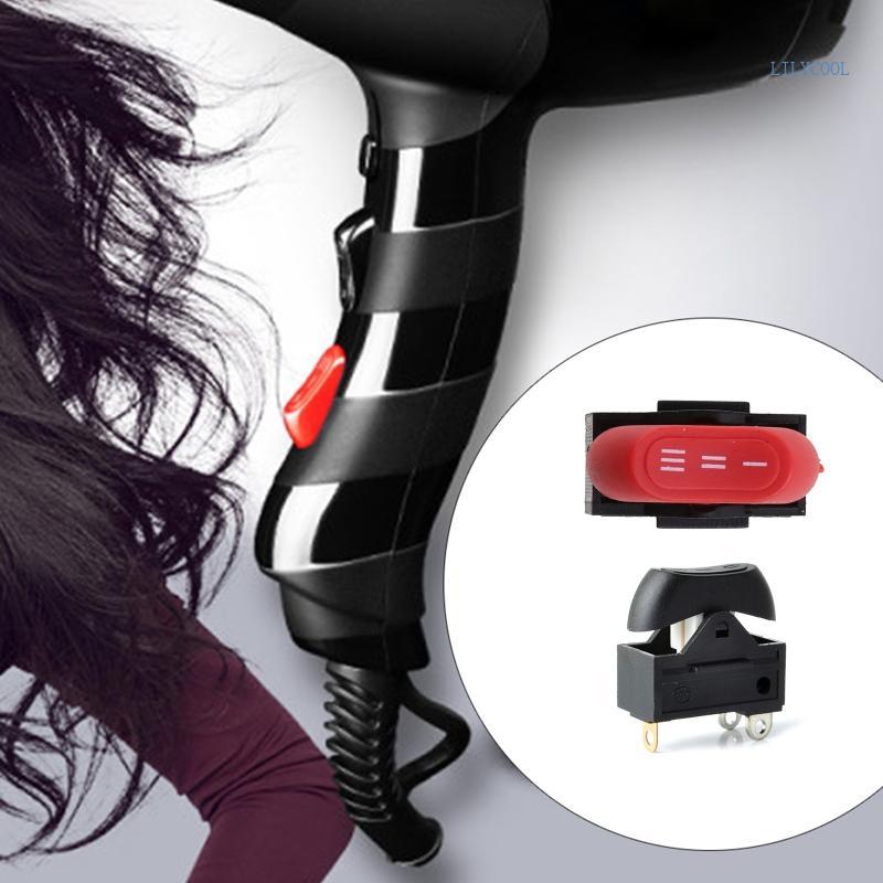 CH ชิ้นส่วนเครื่องเป่าผม 3 Pin 3 ตําแหน่ง Rocker Switch ON Rocker Switch สีดําสีแดง