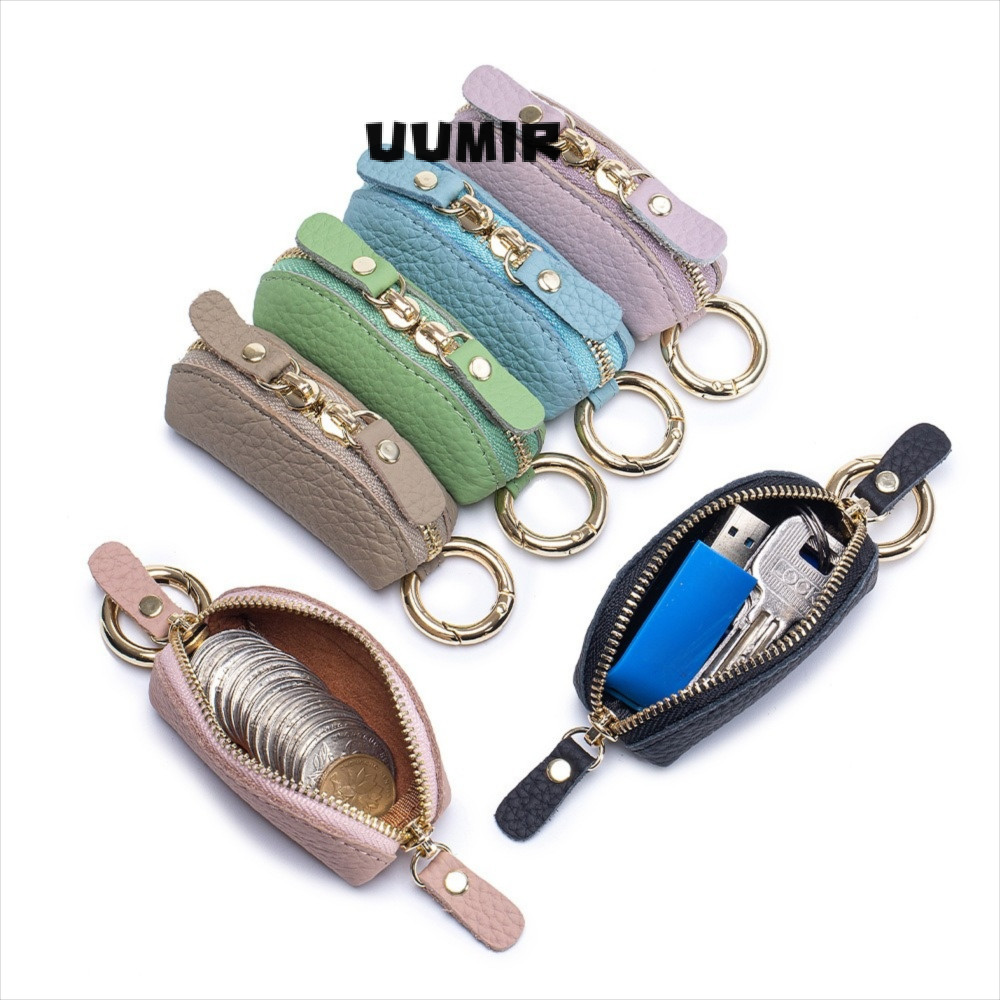 UUMIR กระเป๋าใส่เหรียญ,สีทึบสองหัวซิปกระเป๋าเปลี่ยนขนาดเล็ก,อเนกประสงค์พร้อมหัวเข็มขัดแขวนหนัง PU แบบพกพากระเป๋าเก็บขนาดเล็ก