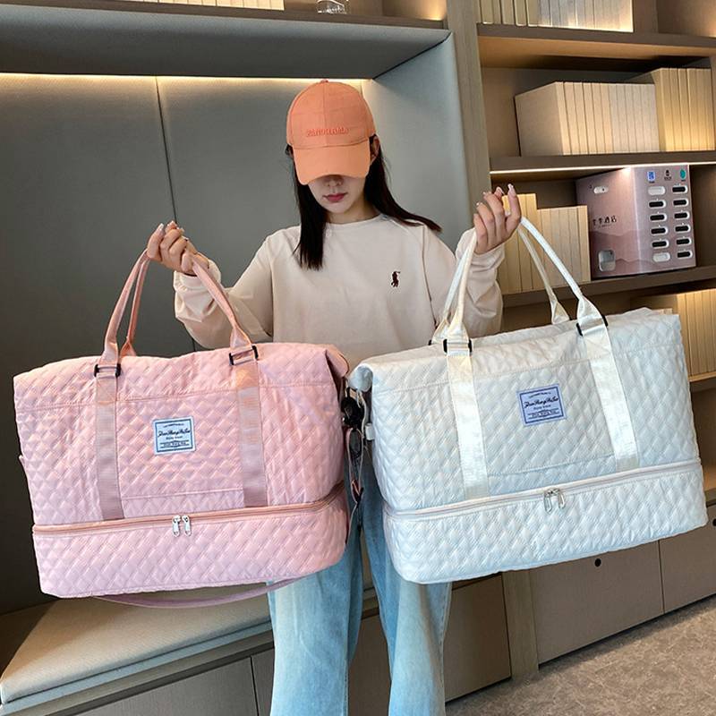 BDGF แฟชั่นกระเป๋าเดินทาง Duffel กระเป๋ากันน้ําขยายขนาดใหญ่-ความจุกระเป๋าเดินทางผู้หญิงยิม TH