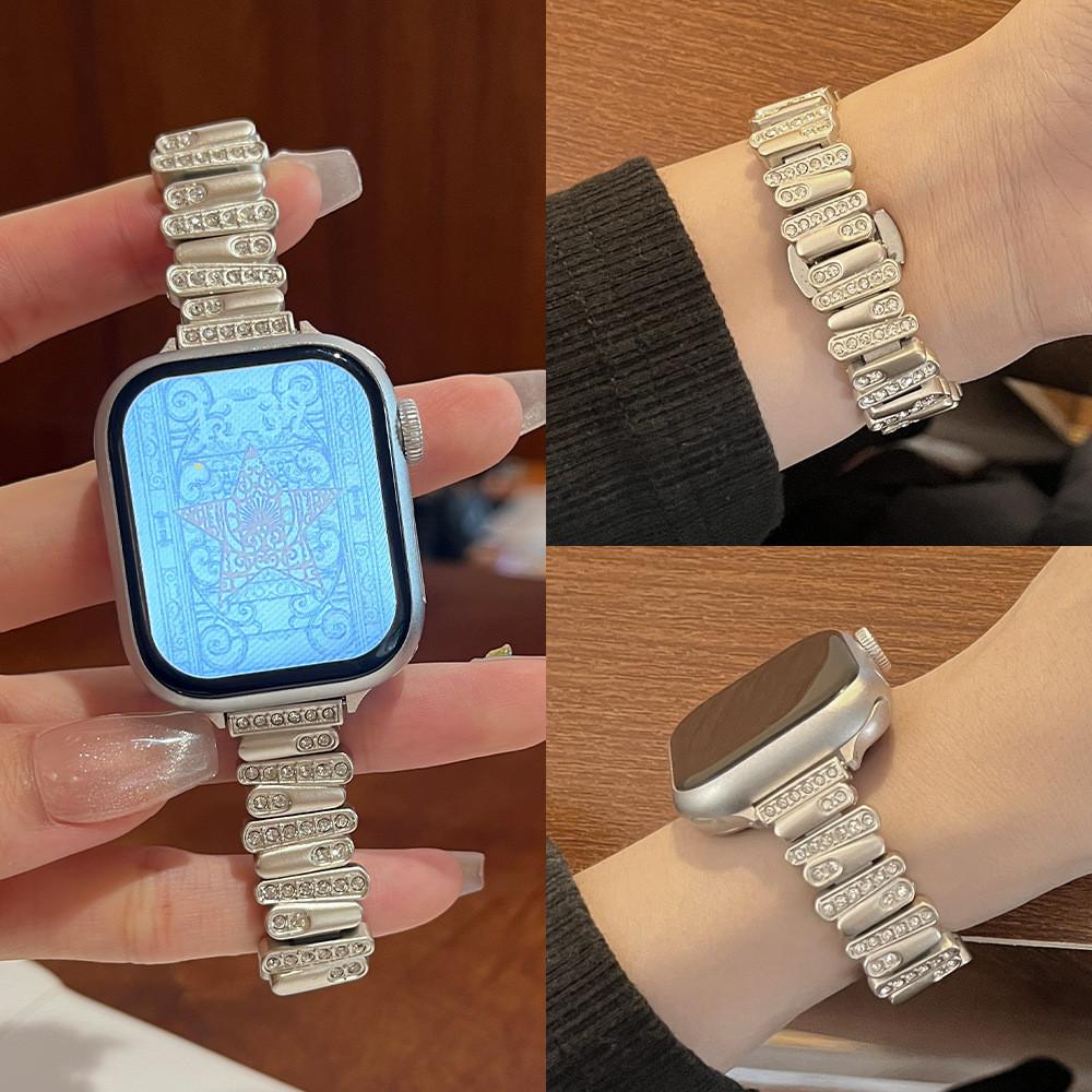 เหมาะสําหรับ s10ultra Huawei watch54 Xiaomi s4 สายนาฬิกา gt6 ไม่สม่ําเสมอโลหะเพชรผีเสื้อ