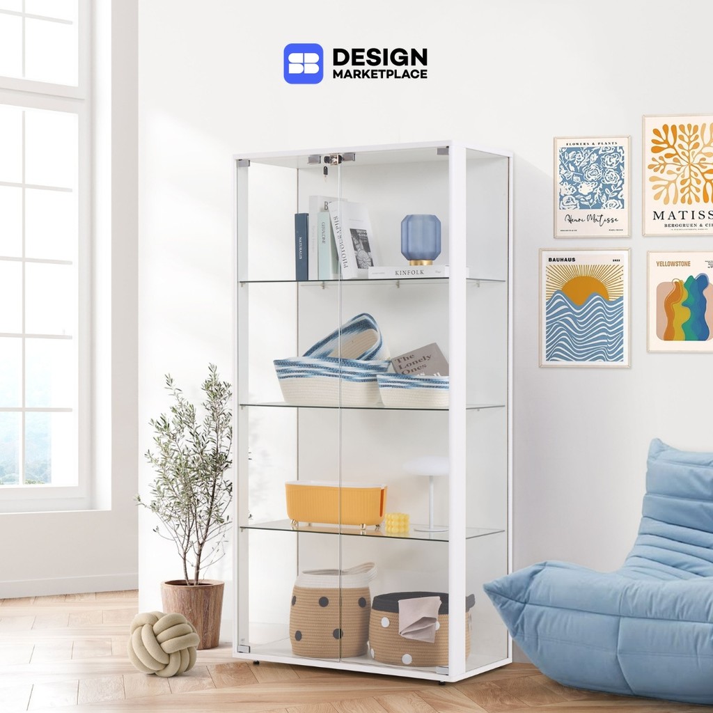 SB Design Square ตู้โชว์กระจกใส รุ่น Bebby ขนาด 80 ซม. สีขาว (80x40x162 ซม.)  แบรนด์ KONCEPT FURNITURE