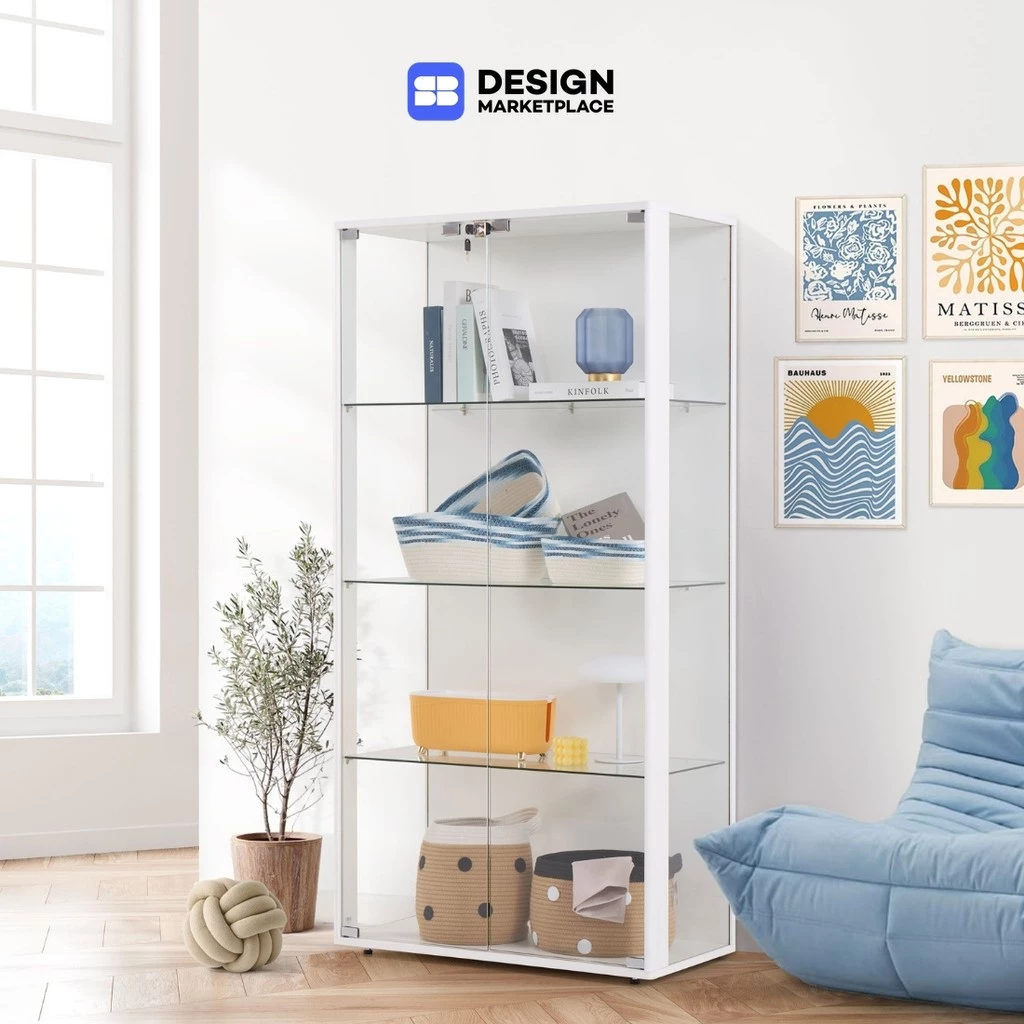 SB Design Square ตู้โชว์กระจกใส รุ่น Bebby ขนาด 80 ซม. สีขาว (80x40x162 ซม.) แบรนด์ KONCEPT FURNITURE