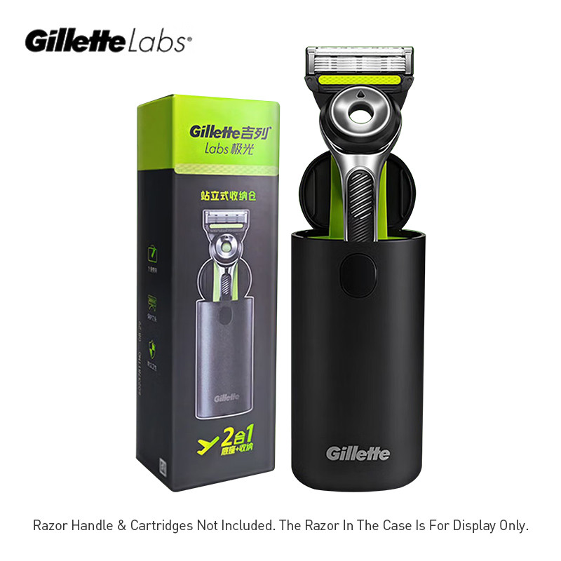 Gillette Labs Razor – ใบมีดนาโน 5 ชั้น Exfoliating Bar Precision Trimmer พร้อมด้ามจับกันลื่น – รวมเคสขาตั้งแนวตั้ง