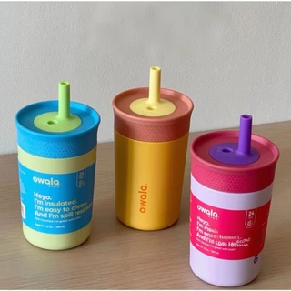 {ของแท้ 100% และมีพร้อมส่ง} Owala Kids Tumbler ขนาด 12oz (355ml), ขวดน้ำสแตนเลสหุ้มฉนวนพร้อมหลอดดูด