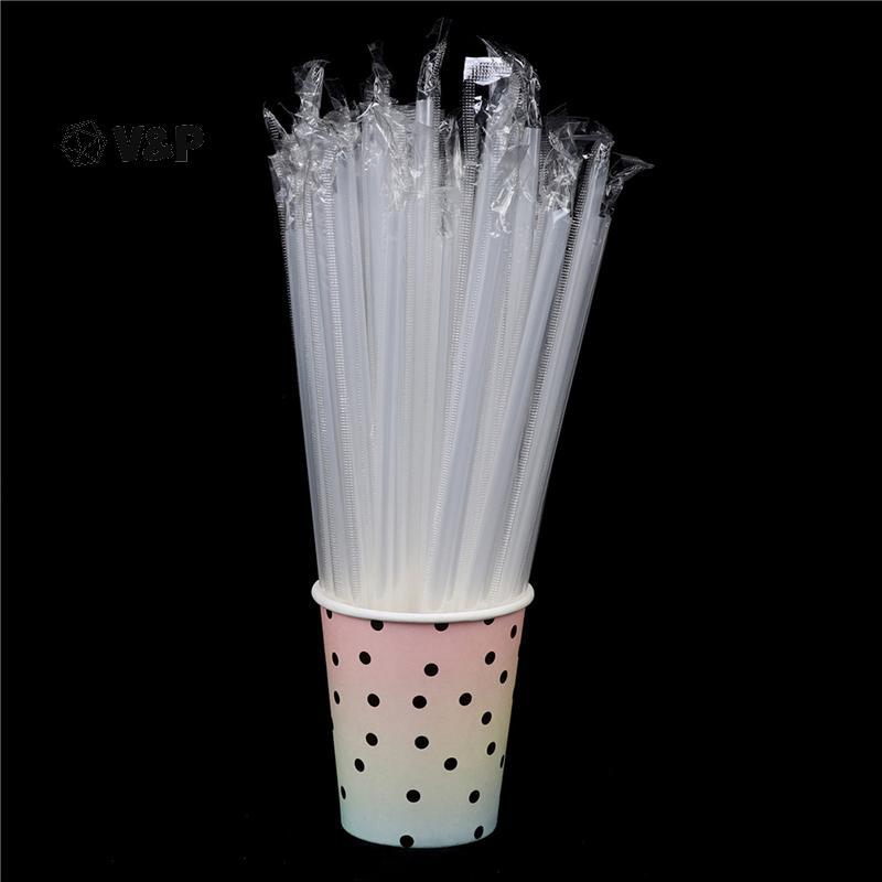 V&P 100 PC Clear ห่อเป็นรายบุคคลดื่ม Pp หลอดเครื่องดื่มหลอด Party Supplies