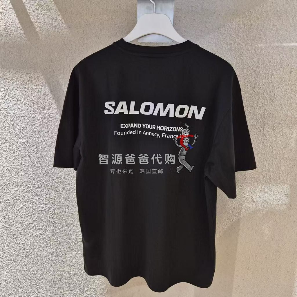 SALOMON ผู้ชายหลวมขนาดใหญ่ 200GSM นุ่มคุณภาพสูงคอลูกเรือแขนสั้น 1HTS21 0512