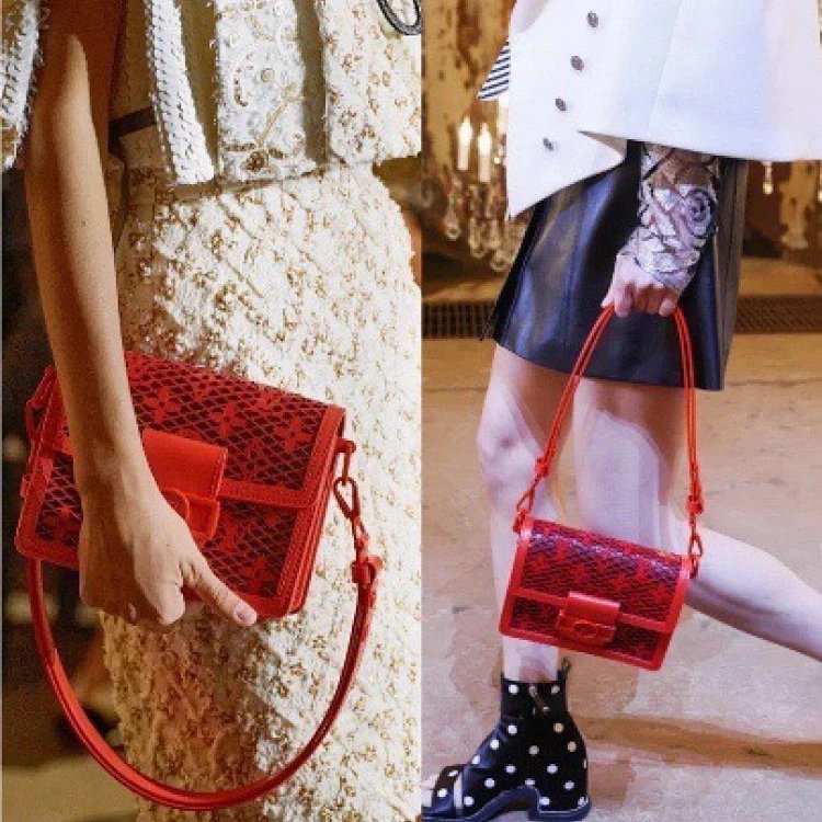 LV Daphine Red Nicolas Ghesquiè re Rejuvenate Dauphine กระเป๋าถือยี่ห้อใหม่ ongram ดูผ่านหนังสนับสนุ