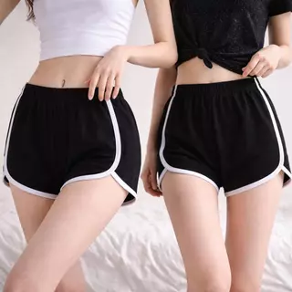 กางเกงขาสั้นลำลองสไตล์สปอร์ต ผู้หญิง เอวสูง ใส่สบาย ผ้านุ่ม ระบายอากาศ ขาดูยาว เอวยางยืด ใส่ได้ทุกวัน แฟชั่นเกาหลี