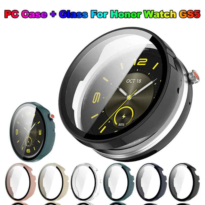 PC + กระจกนิรภัยสําหรับ Honor นาฬิกา GS5 Samrt นาฬิกากันชนป้องกันคลุมทั้งหมดสําหรับ Honor นาฬิกา GS5