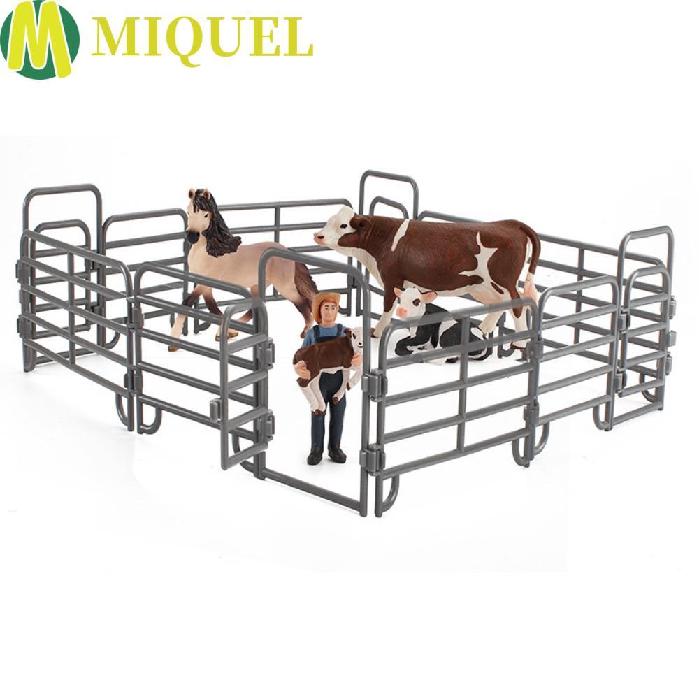 MIQUELZA จําลองฟาร์ม Ranch DIY รั้ว, Miniature DIY ฟาร์มจําลอง Ranch รั้วอุปกรณ์เสริมพลาสติกตกแต่ง R