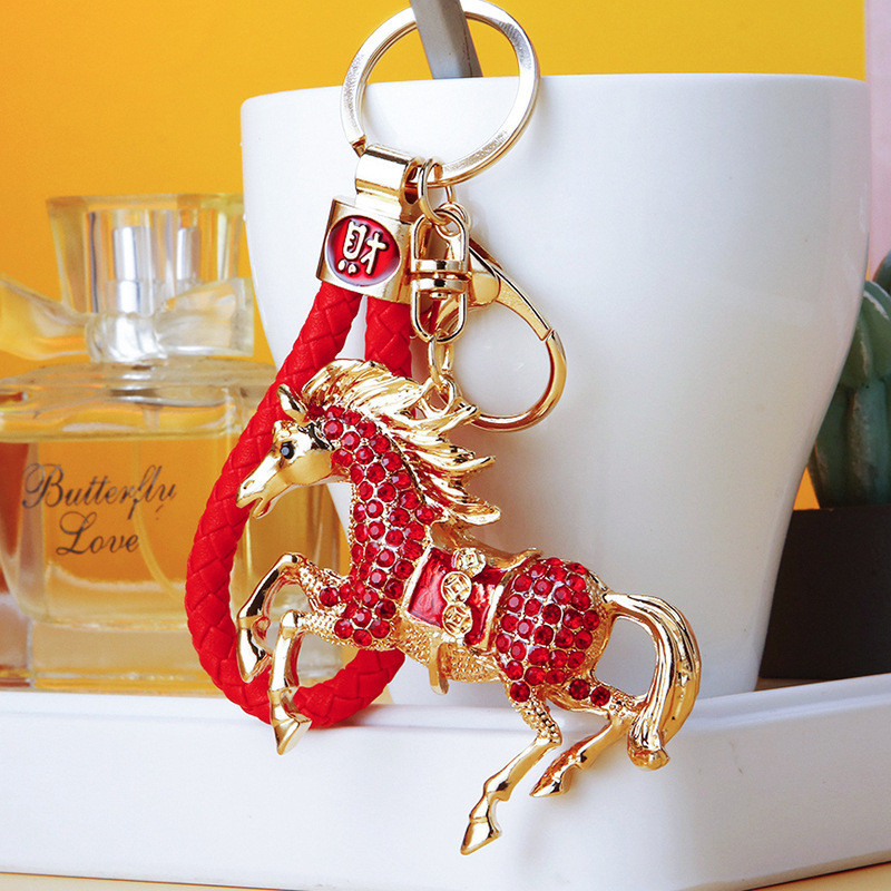 เงิน-ล้อม Creative Diamond-encrusted ทันที Rich Pony พวงกุญแจรถน่ารักกระเป๋าจี้การ์ตูนพวงกุญแจ Gift-