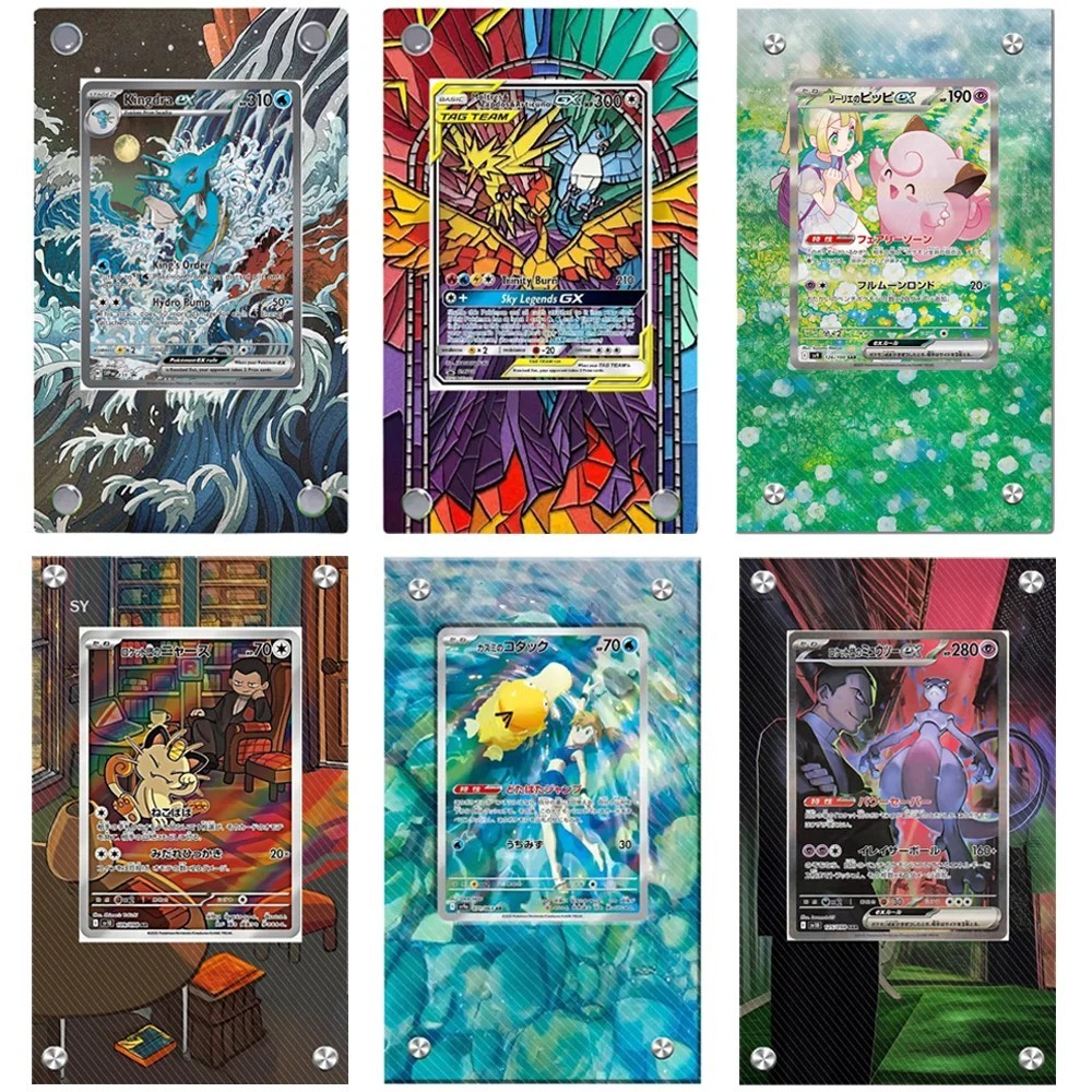Pokemon TCG Extended Art Card Display Mica กรอบพรีเมี่ยม Mewtwo Psyduck Bulbasaur Squirtle การ์ดป้อง