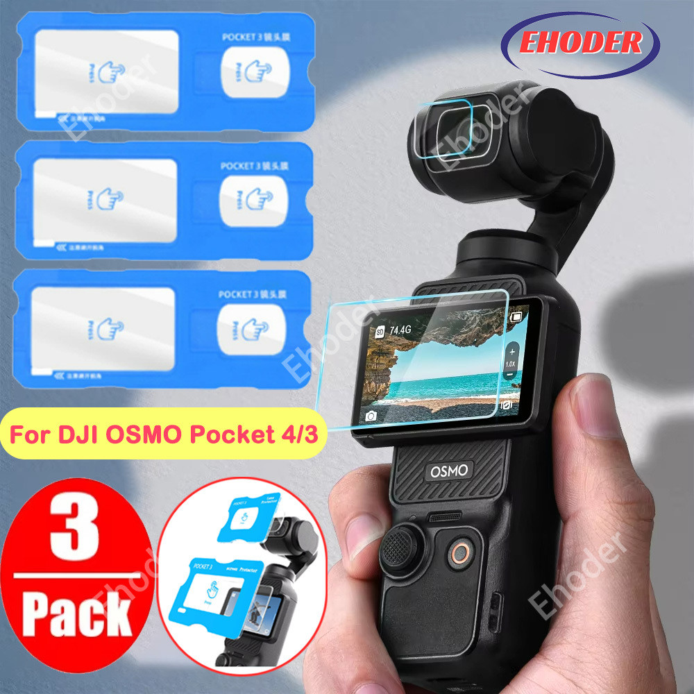 One-คลิก Easy-Paste ตัวป้องกันกล้องสําหรับ DJI Osmo Pocket 4/3 Full Coverage เลนส์กระจกนิรภัยสําหรับ Pocket4 Pocket3 กระจกป้องกัน