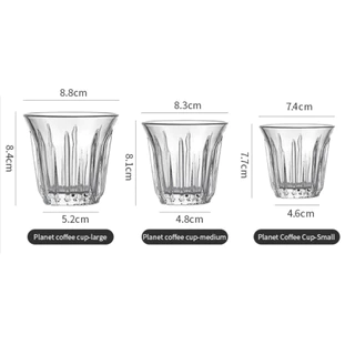 【จัดส่งด่วน】6pcs 160/200/270ml แก้วกาแฟ ลาเต้ เอสเปรสโซ่ สไตล์อเมริกัน ปากกว้างหนาทนทานความร้อน +แก้วมัคสแตนเลส