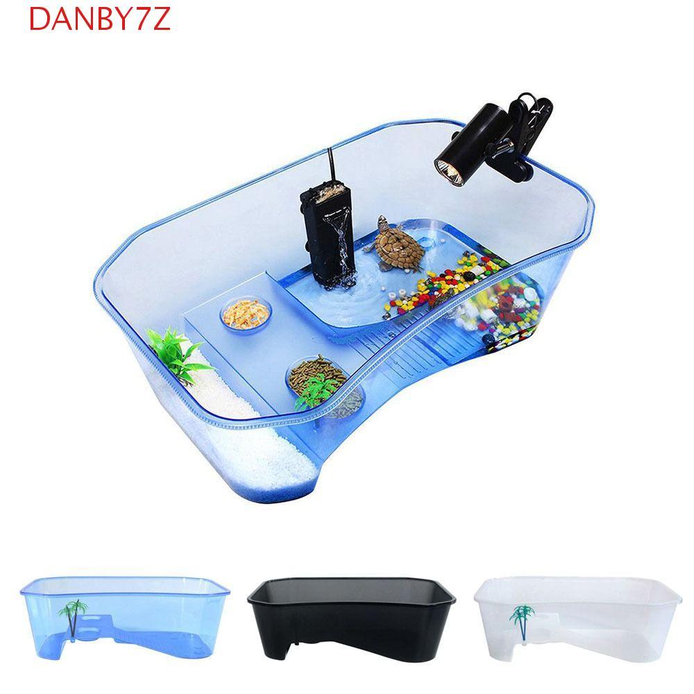DANBY7Z Turtle Vivarium Box, Basking Ramp Open Type Turtle Aquarium, Durable Water Land Dual Use Squ