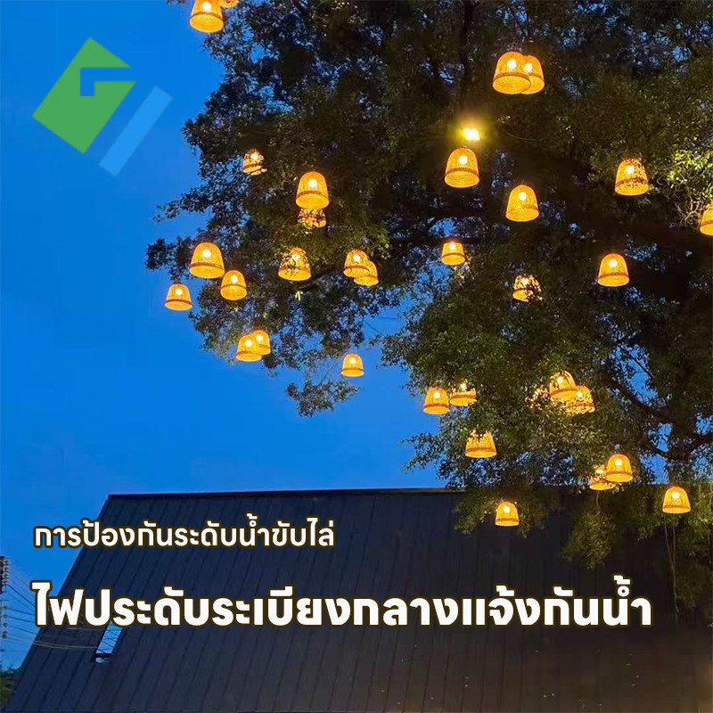 โคมไฟไม้ไผ่สาน โคมระย้าย้อนยุค ไฟตกเเต่งร้านอาหาร โคมระย้า งานวินเทจ IPX4 ใช้ไฟบ้าน 220V ราคา ถูกที่สุด ดีลบีเคเค แกลเลอรีภาพที่ 7