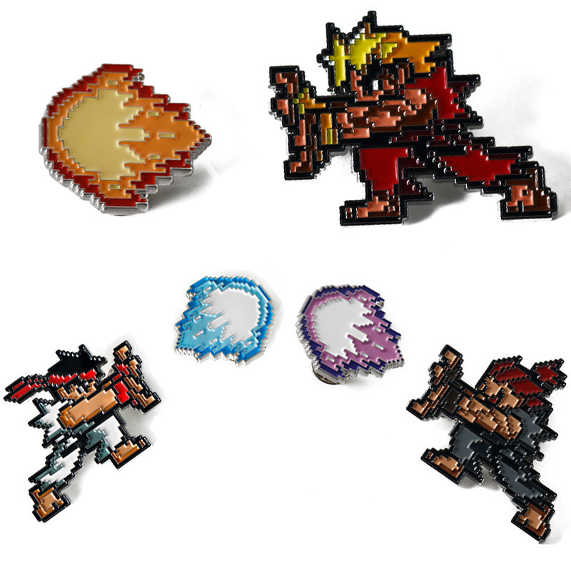 Spot Goods#Street Fighter Street Fighter pixel-style brooch: Rorouken, Akuma, Wave Fist creative met