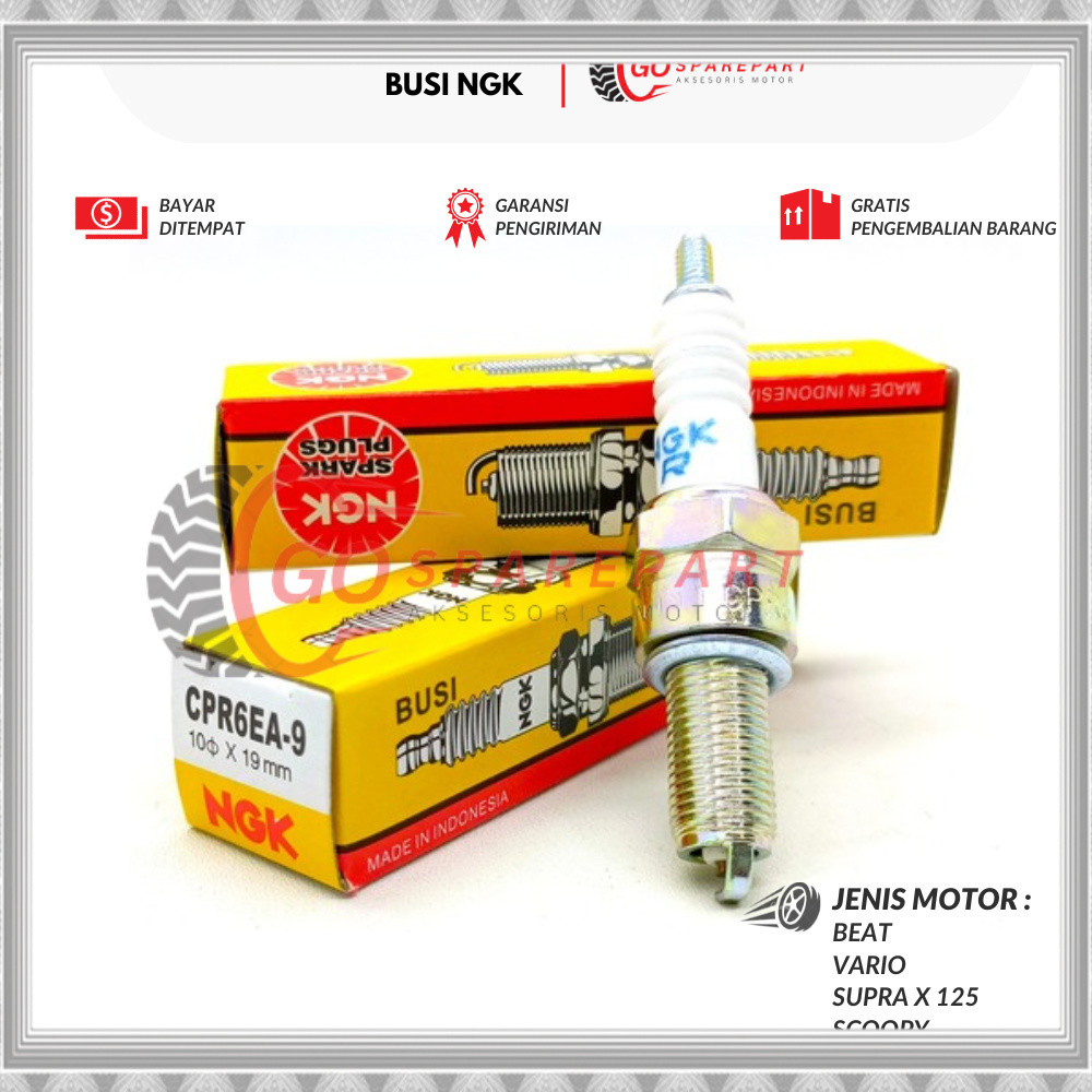 CPR6EA-9 NGK HONDA BEAT SPARK PLUG / NGK MOTORCYCLE VARIO SPARK PLUG / NGK SUPRA X 125 SPARK PLUG / 