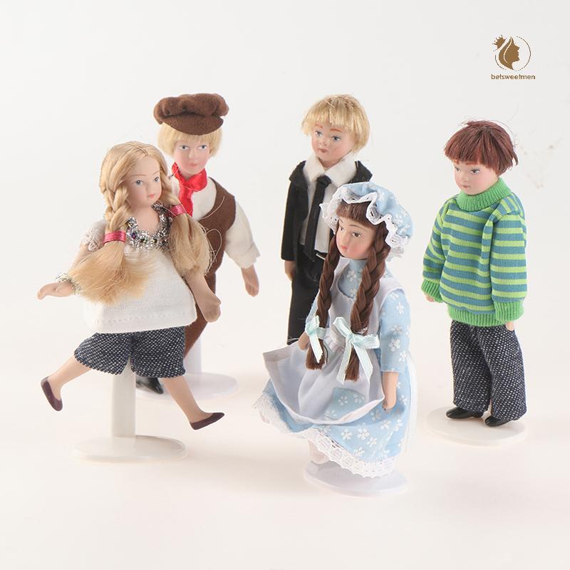 [PE] 1:12 Dollhouse Miniature Porcelain Dolls โมเดล Little Pretty Girls Boys TH