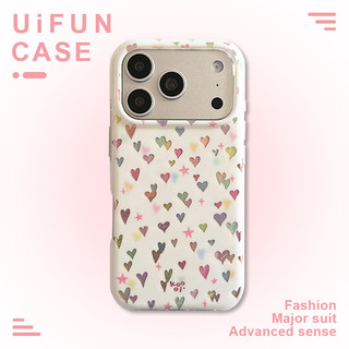 INS สีสัน Love Heart Big Hole โทรศัพท์มือถือสําหรับ iPhone 17 16 15 14 Pro Max 13 16Pro IMD กันกระแทกปกหลัง Hard PC โทรศัพท์มือถือ Shell