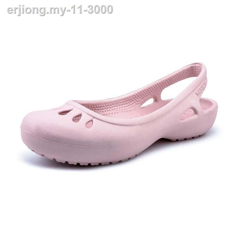 เอ้2 ◈✠✑ผู้หญิงรองเท้าแตะจัดเลี้ยง Crocks ฤดูร้อนรองเท้า Crok ยาง EVA Workplac สีดํา e Casual แบน ka