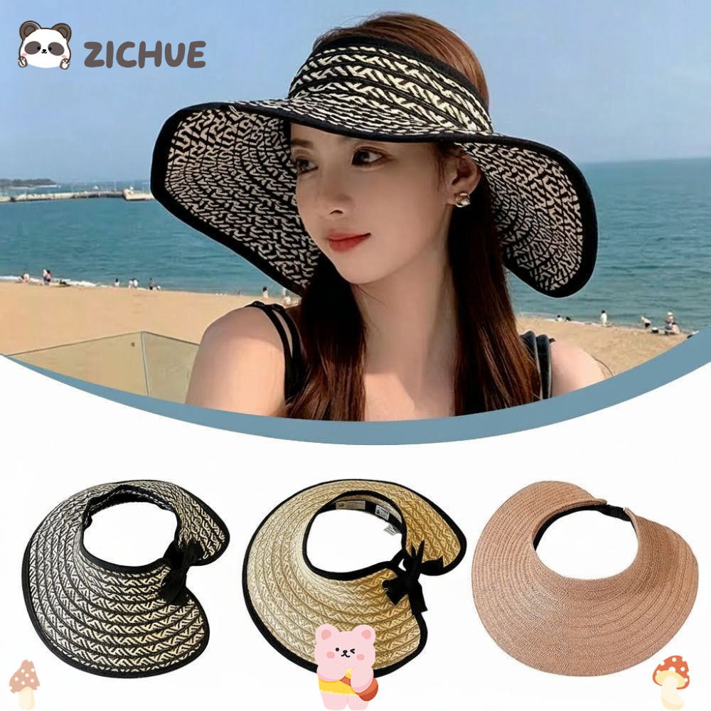 ZICHUE กว้าง Brim Visor, UV-Resistant Visor ที่ว่างเปล่าด้านบนฟาง Visor หมวก, อินเทรนด์ UV Protectio