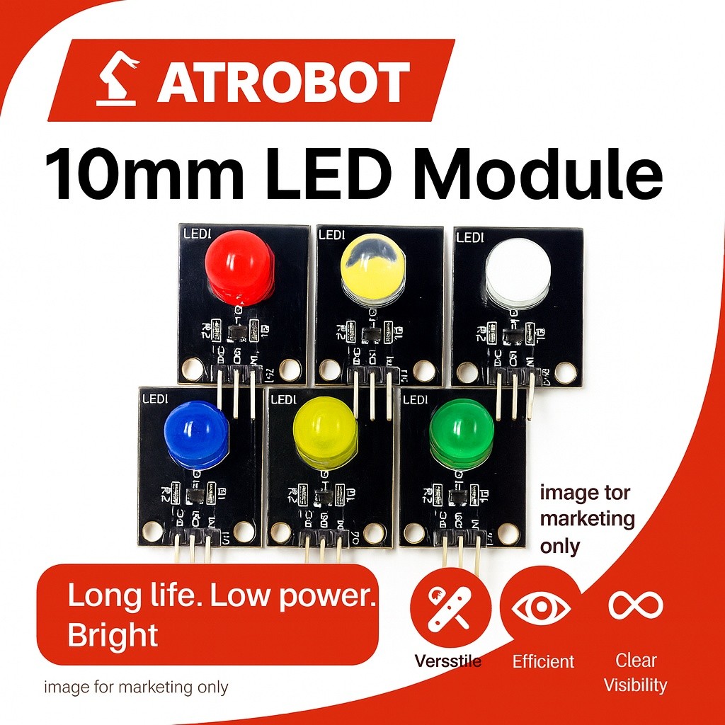 LED 10mm ไฟแสดงสถานะ โมดูล 2.0-3.2V (Red/Yellow/Green/White/Blue, Red with 10mm hole) สำหรับ Arduino/RPi